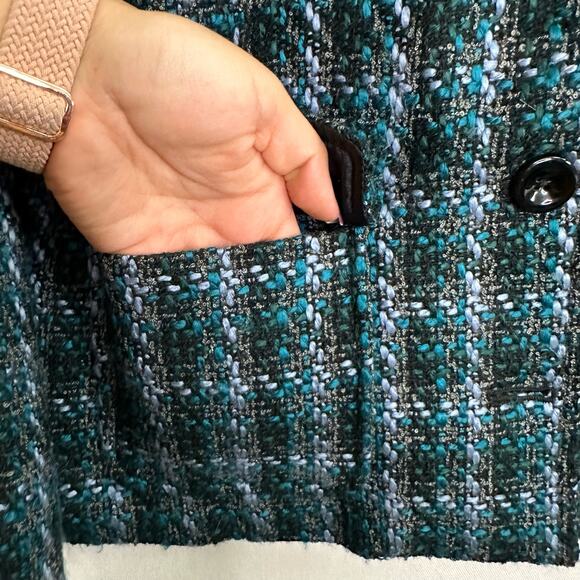 Croft & Barrow Blue & Black Plaid Tweed Button Up Blazer - Picture 8 of 13